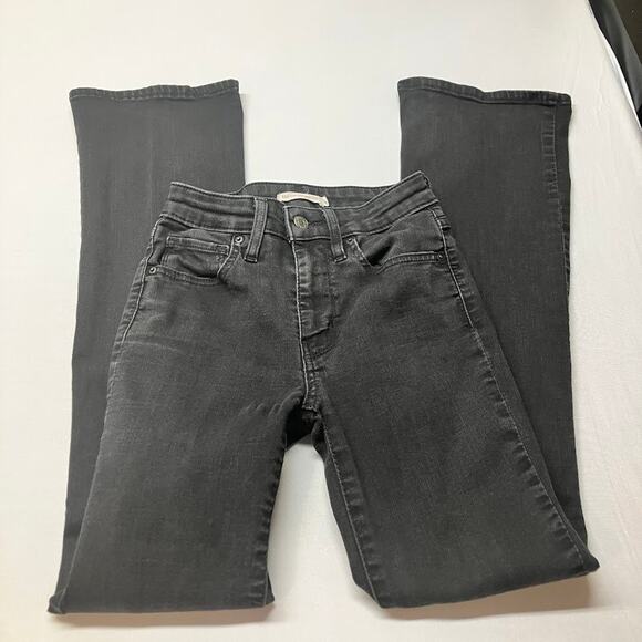 Levis 725 High Rise Bootcut Jeans Womens Size 24 Waterless Black Denim - Picture 8 of 9